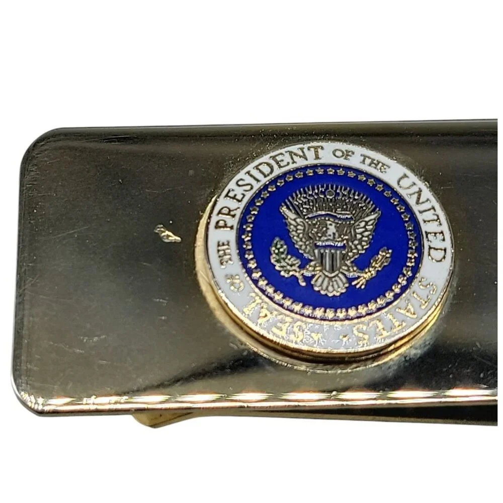 Presidential Seal Money Clip United States Blue White Eagle Shield Gold Tone